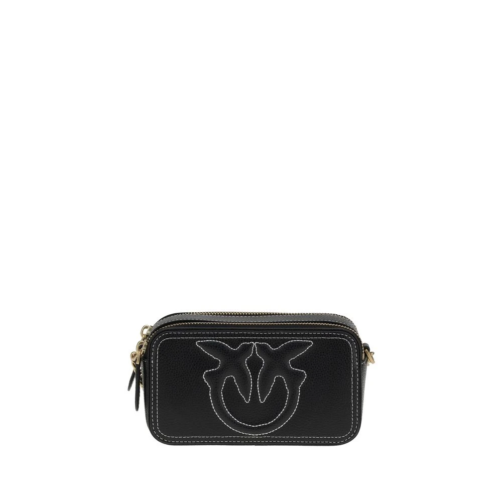Pinko Damen Schwarz Love Birds Schultertasche