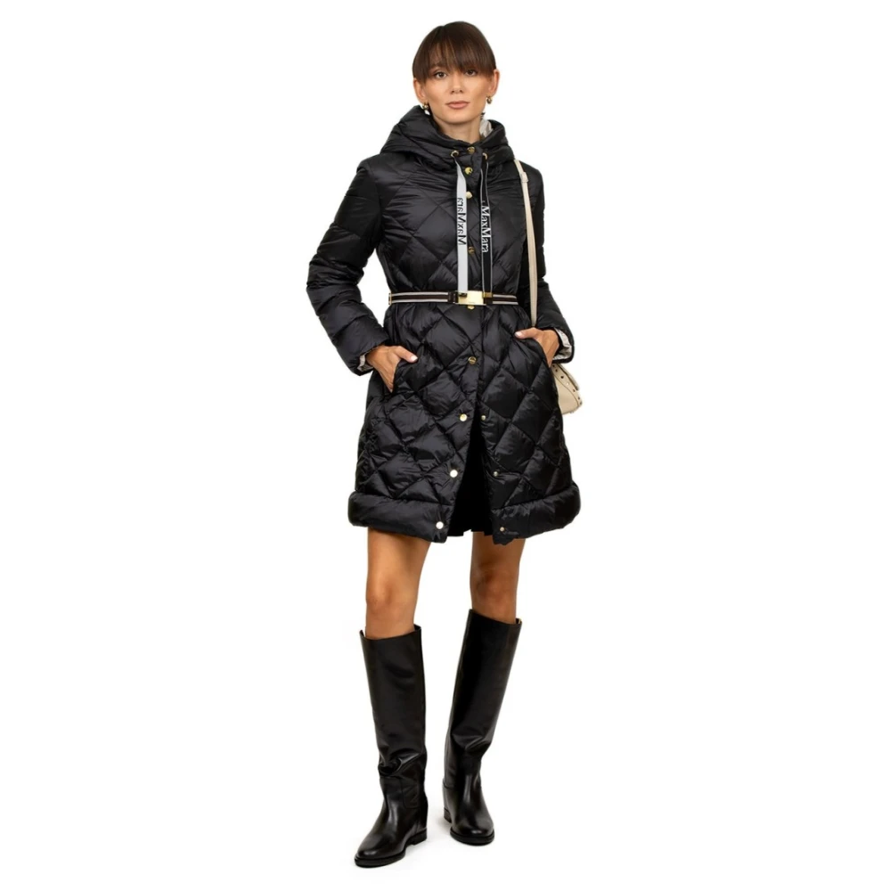 Max Mara Omkeerbare Parka met Capuchon Zwart Black Dames