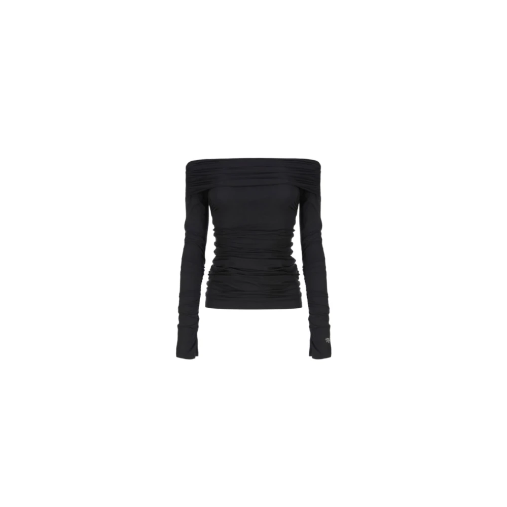 Aniye By Zwarte Off-Shoulder Top met Lange Mouwen Black Dames
