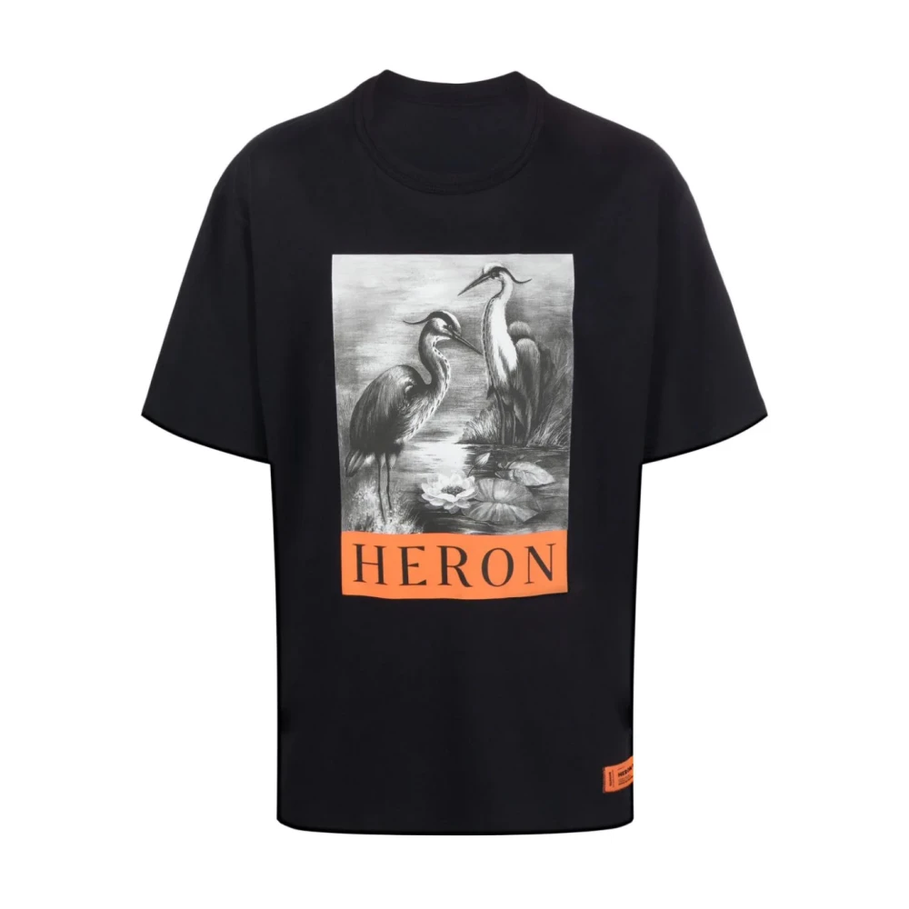 Heron Preston BW Logo Print Katoenen T-Shirt Black Heren