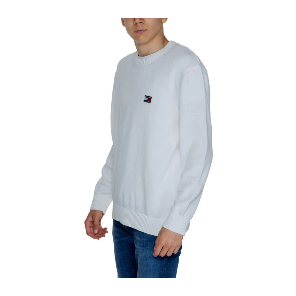 Tommy Jeans Witte Katoenen Gebreide Trui Mannen White Heren