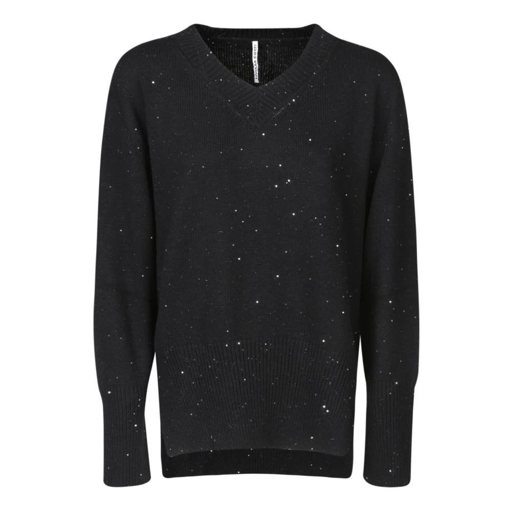 Liviana Conti Zachte Mix Stof Sweater voor Koelere Seizoenen Black Dames