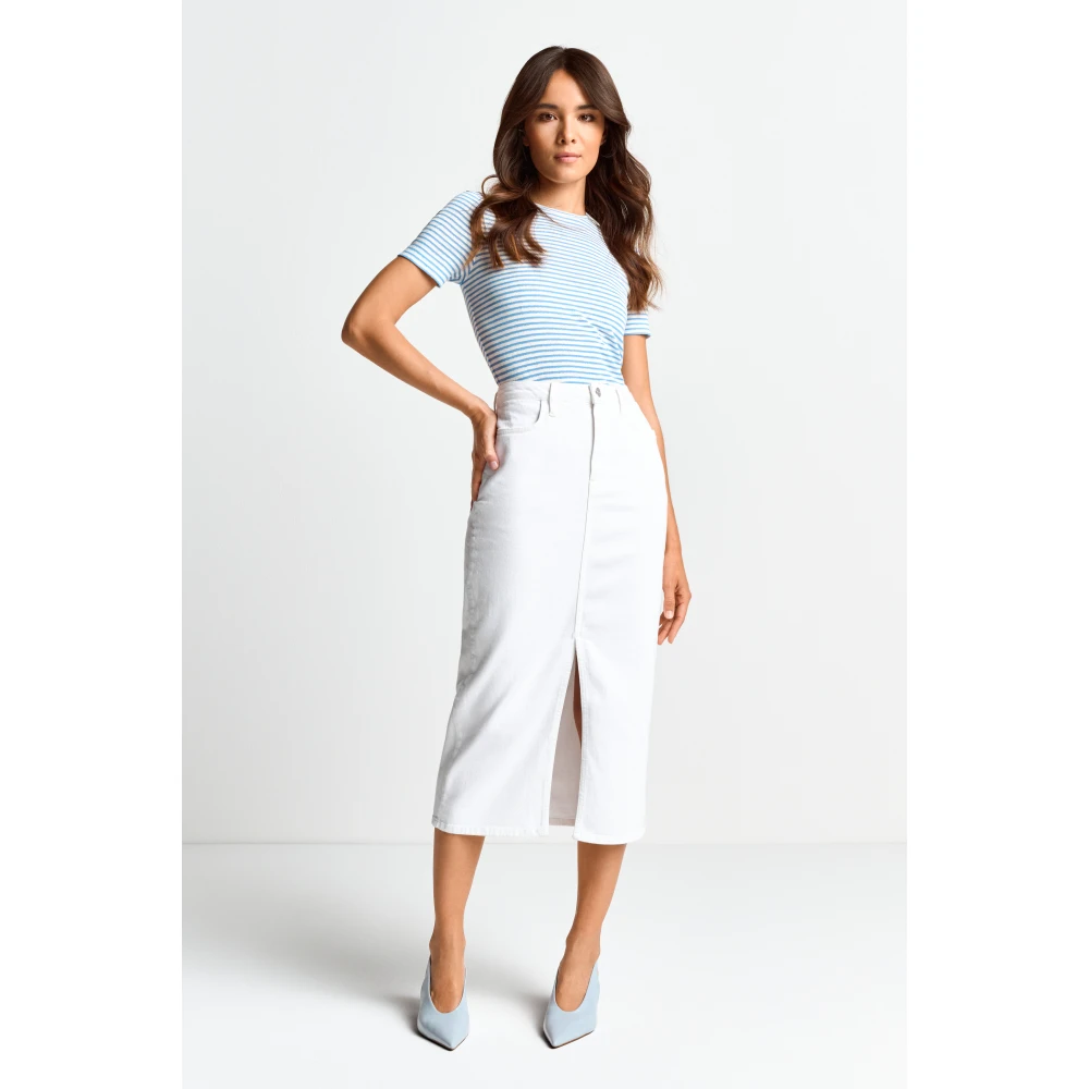 Rich & Royal Witte Denim Maxi Rok White Dames