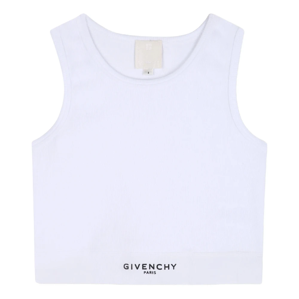 Givenchy Girls White Round Neck Logo Top