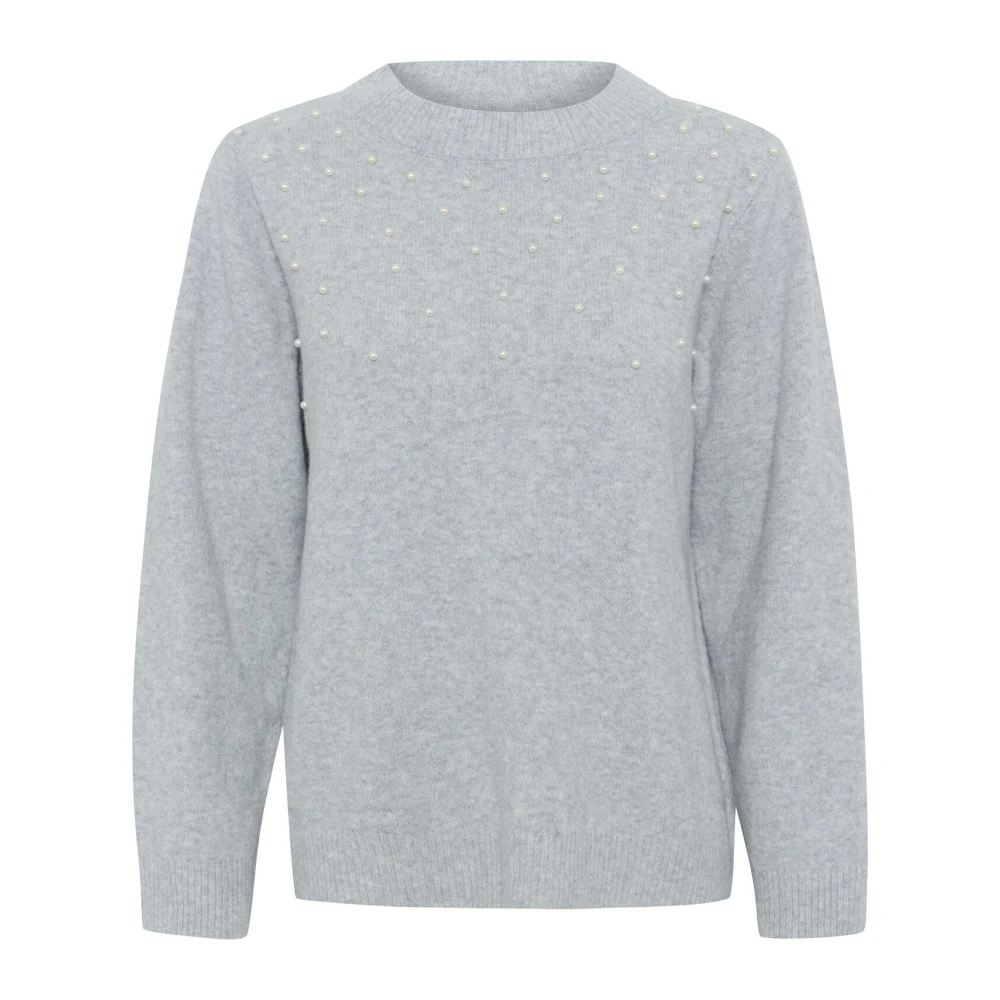 Cream Parel Gebreide Trui Licht Grijs Gray Dames