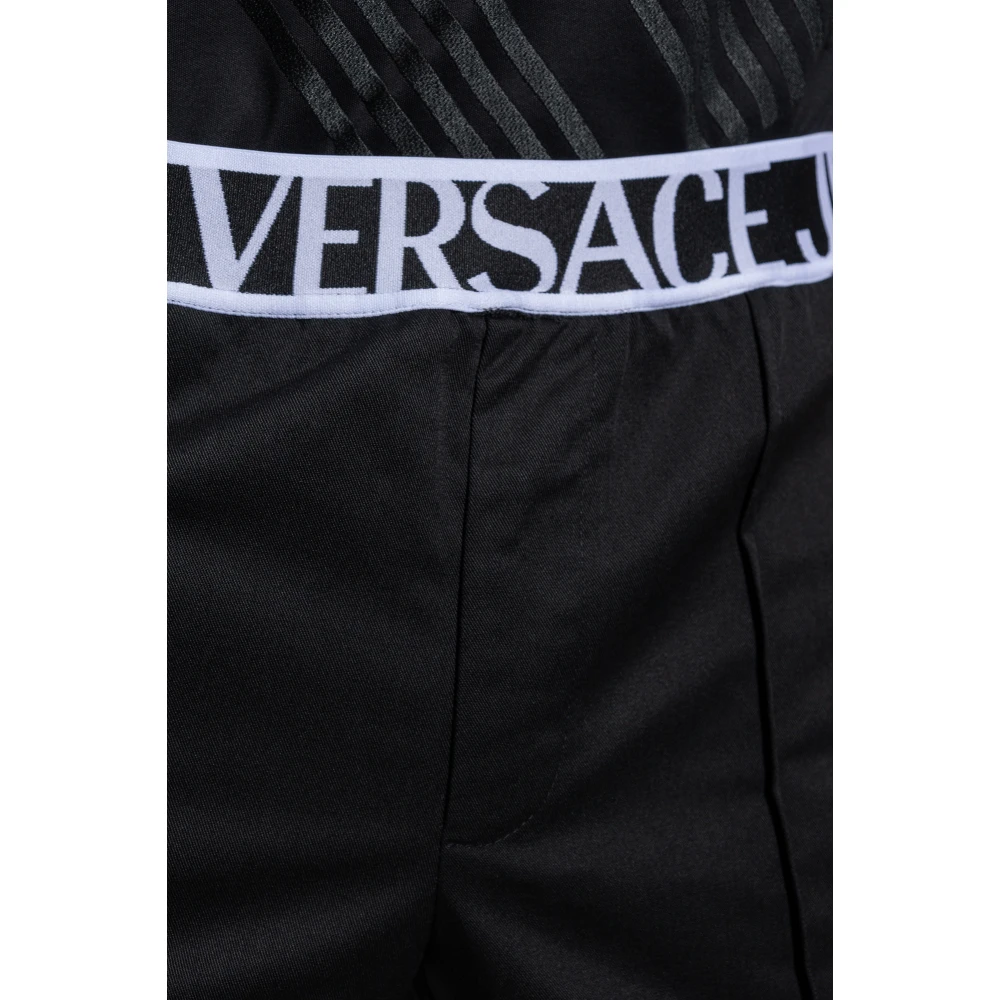 Versace Jeans Couture Broek met elastische tailleband Black Heren