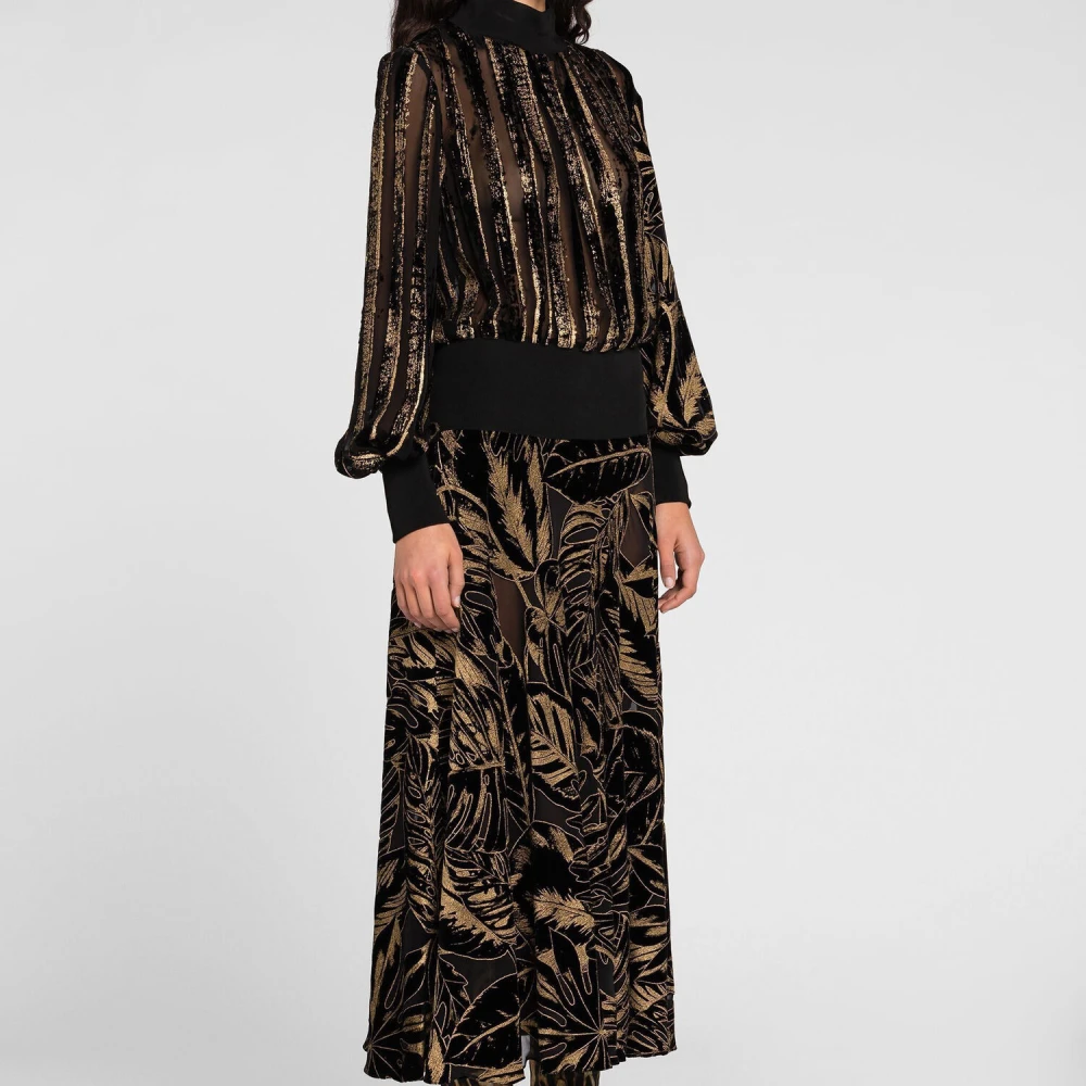 Roberto Cavalli Velvet-Devoré Jurk met Metallic Glans Black Dames