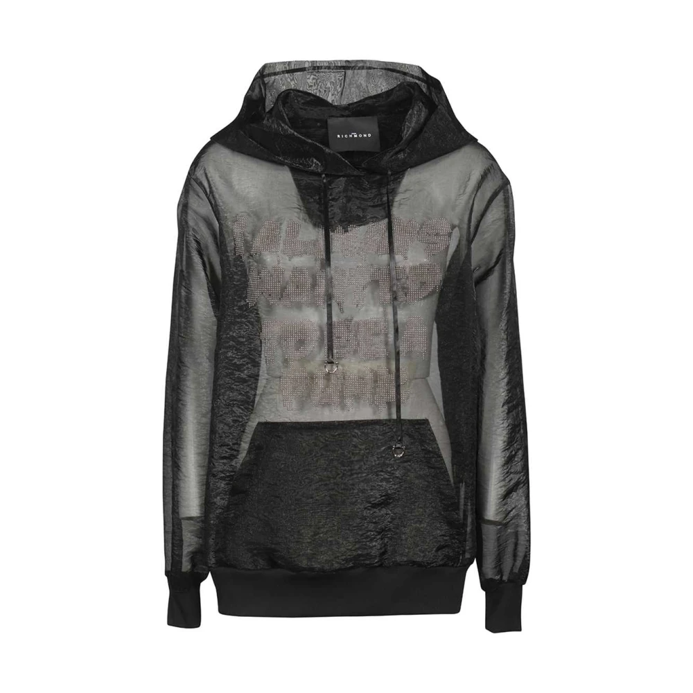 John Richmond Zijden Hoodie met Strass Black Dames