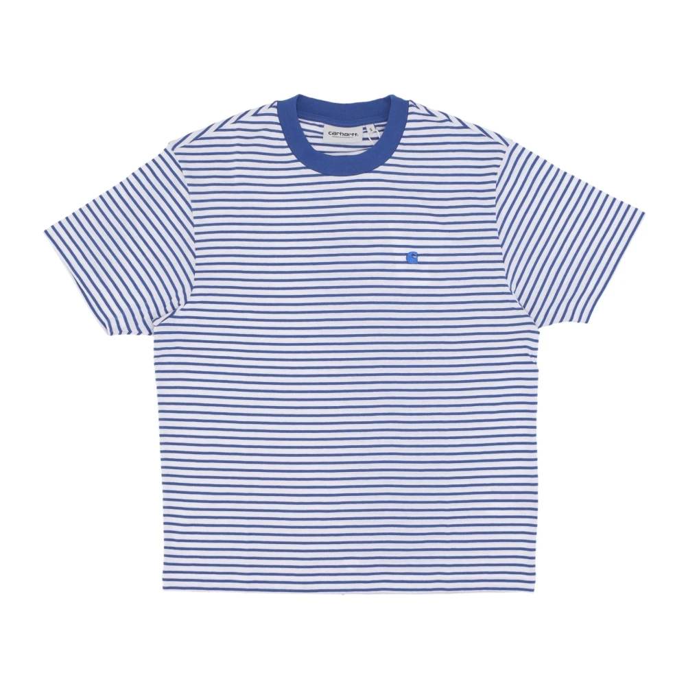 Carhartt WIP Gestreepte Crew Neck Tee Zachte Pasvorm Blue Heren