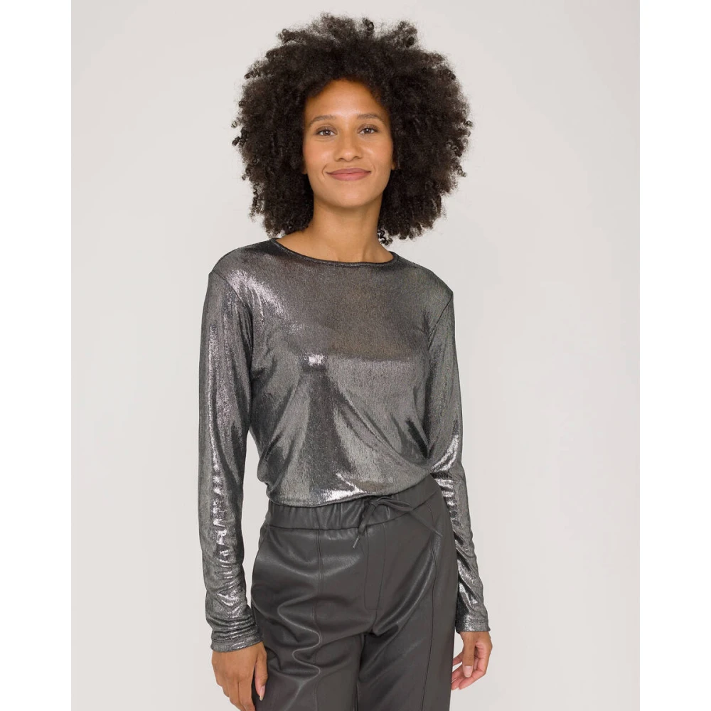 Anna Van Toor Korte Mouw Top 26A04-03694 Gray Dames