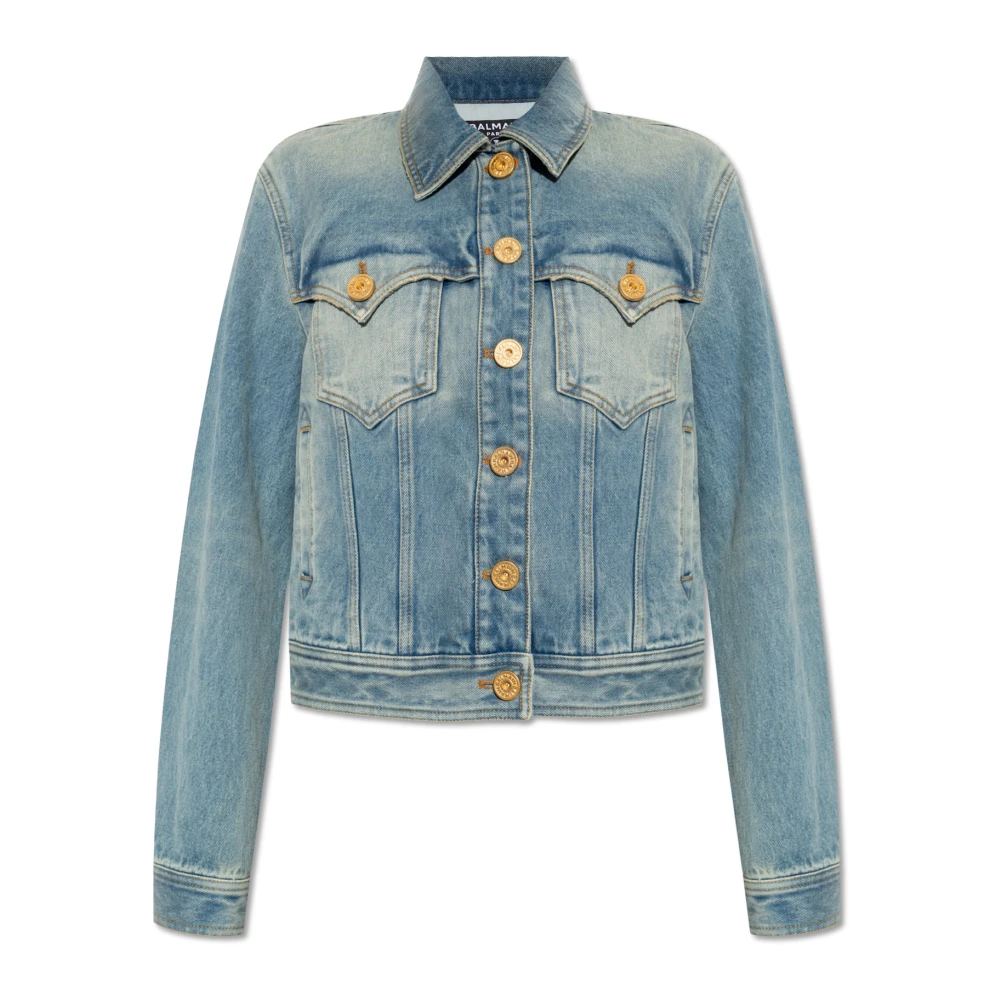 Balmain Denim Jacket met Vintage Effect Blue Dames