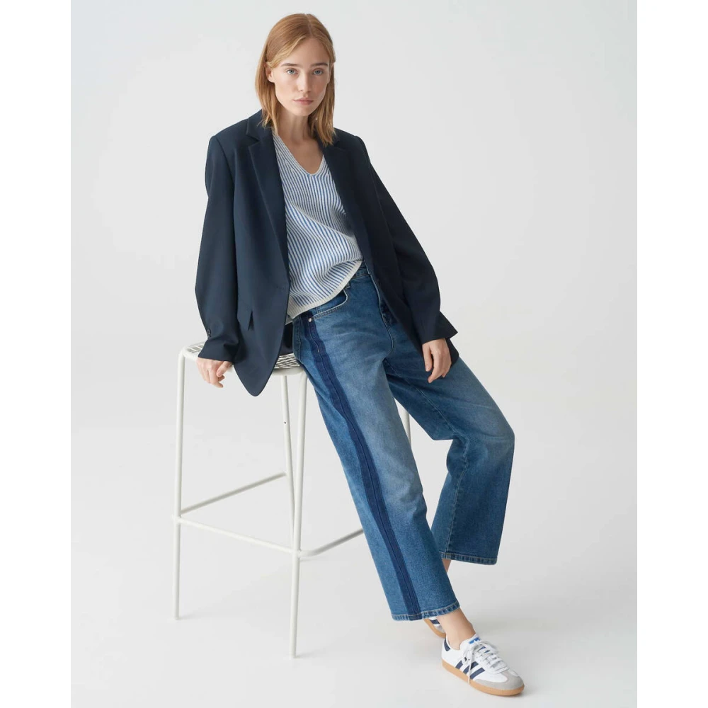 Opus Lani Streep Denim Jeans Blue Dames