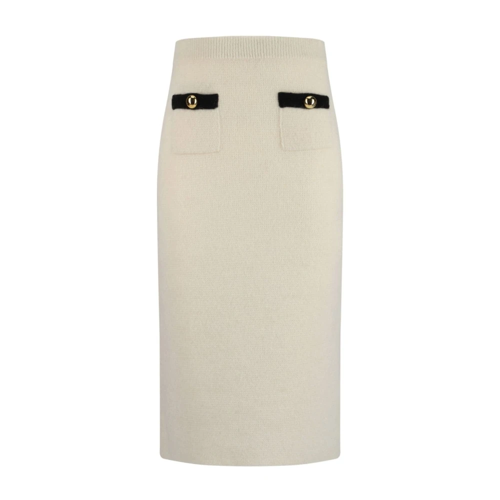 Alessandra Rich Witte Alpaca Gebreide Midi Rok White Dames