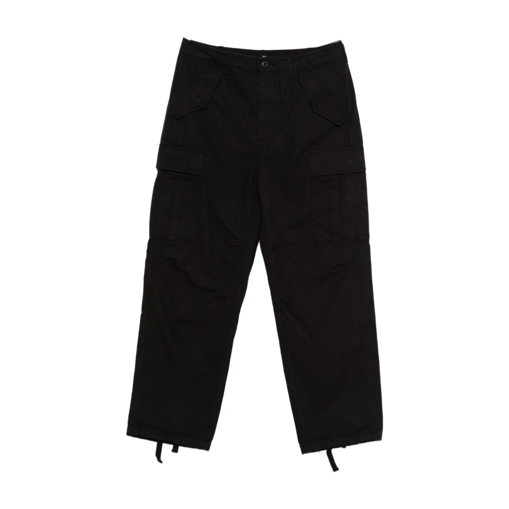 Stüssy Men's Black Straight Trousers, W36, Wide-Leg Cotton Trousers