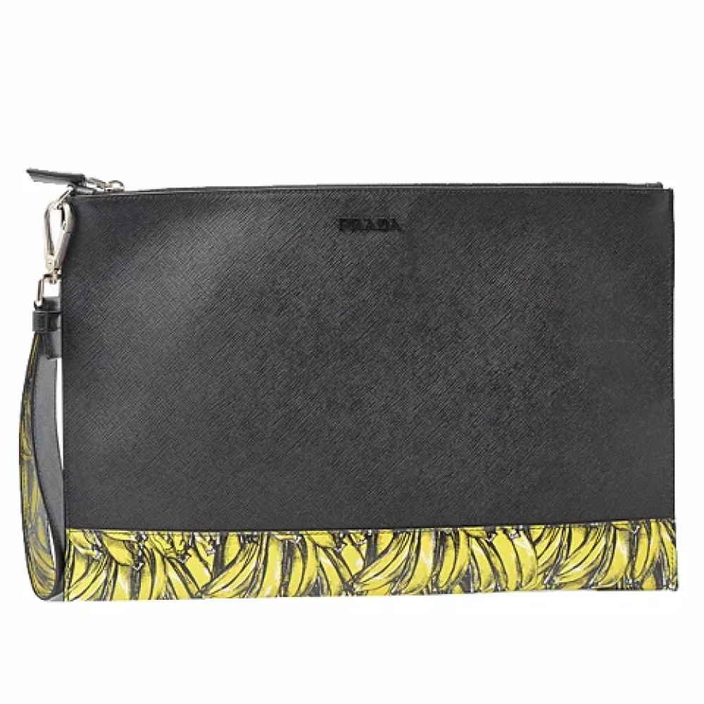 Prada Vintage Pre-owned Leather clutches Black Dames