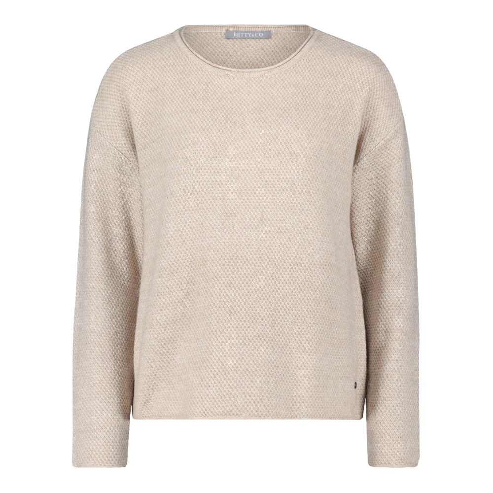 Betty & Co Gebreide trui met ronde hals Beige Dames