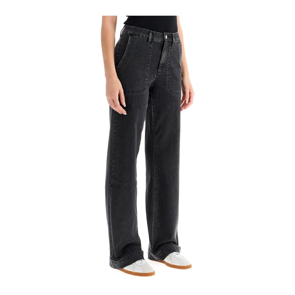 A.p.c. Zwart Gewassen Stretch Denim Rechte Pasvorm Black Dames