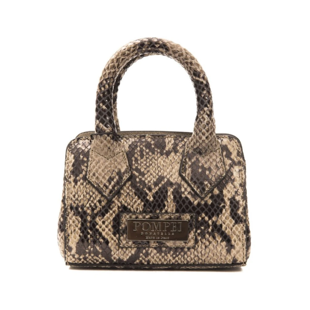 Pompei Donatella Python Print Läder Mini Handväska Brown, Dam