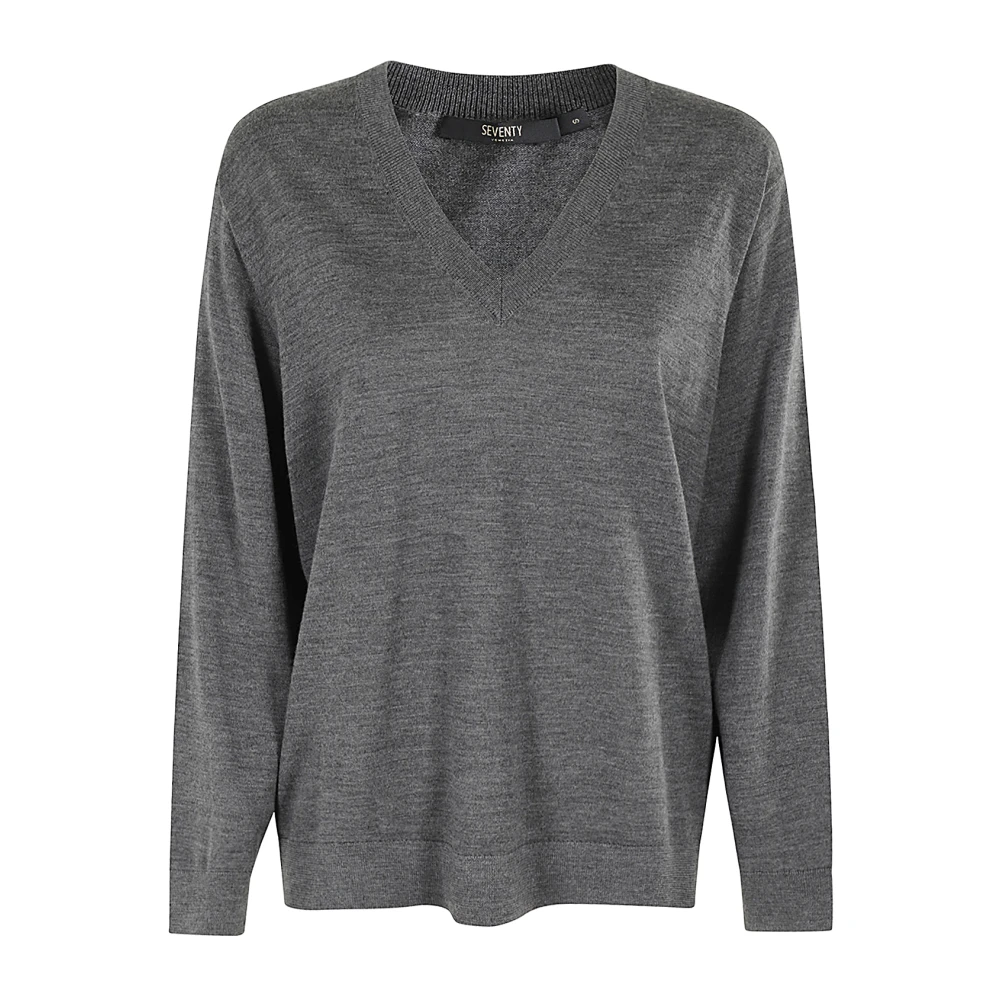 Seventy V-hals Top Gray Dames