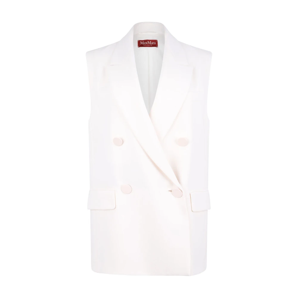 Max Mara Studio White Waistcoats, Female, 2XS, Sleeveless Blazer