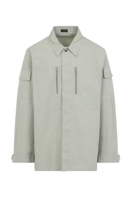 Militär Beige Långärmad Skjorta