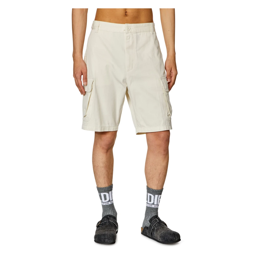 Diesel Twill cargo shorts in cotton White Heren