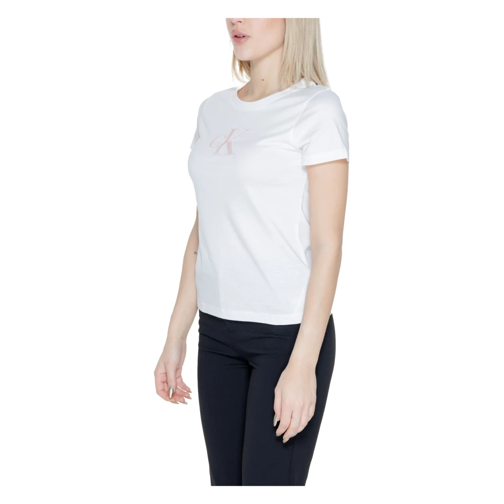 Calvin Klein Jeans Satin Dames T-Shirt Lente Zomer Collectie White Dames