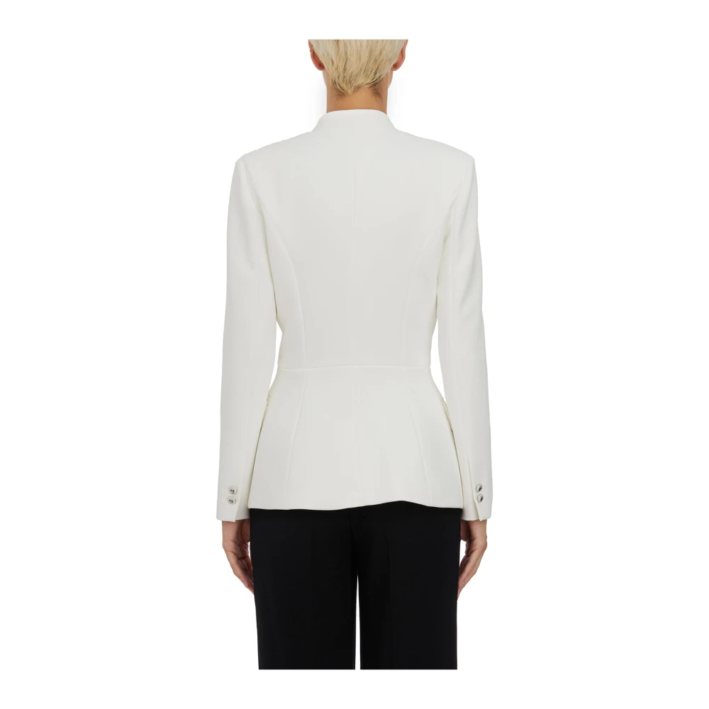 Elisabetta Franchi Dubbel-Breasted Blazer met Satijnen Revers White Dames