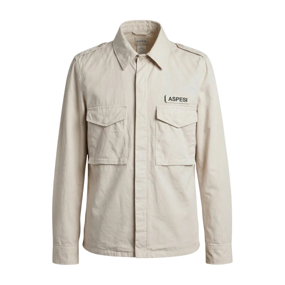 Aspesi Men's Beige Camicia Militare Cotone Tinto Capo - Casual Shirts - S - Shirts