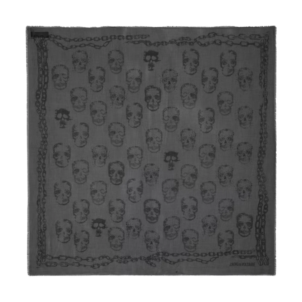 Zadig & Voltaire Skalle- och kedjemönstrad ljusrosa scarf Gray, Dam