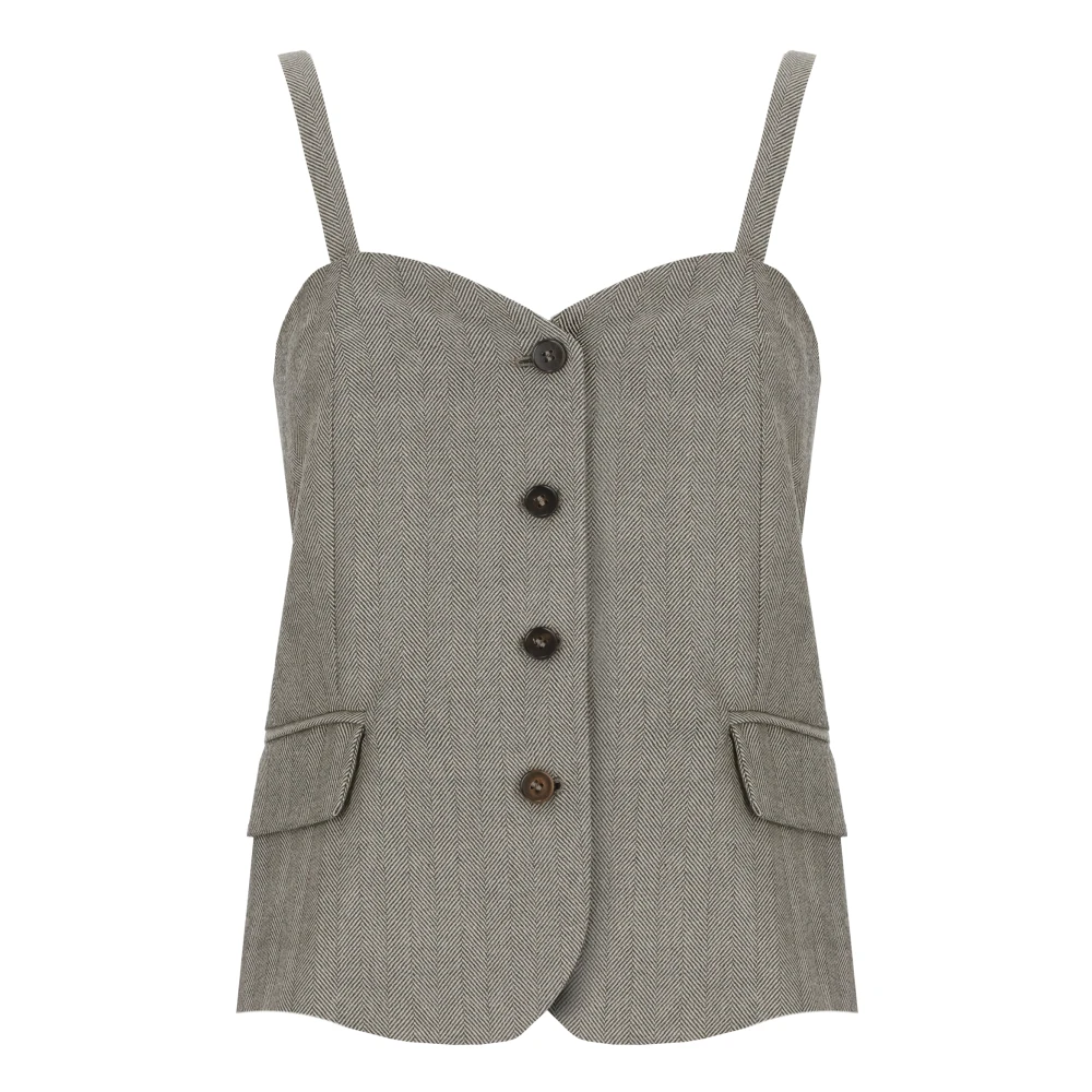 Antonelli Firenze Beige Wolmix Sweetheart Top Beige Dames
