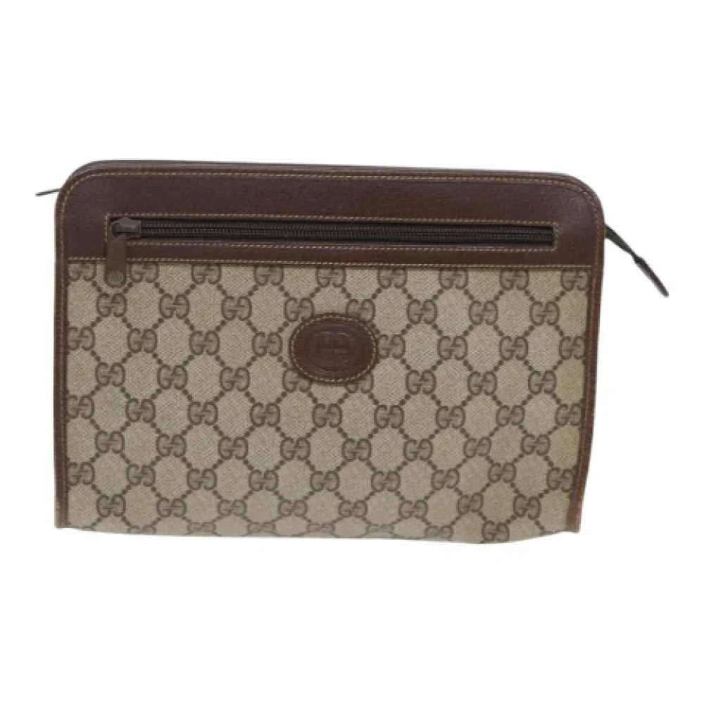 Gucci Vintage Pre-owned Canvas clutches Beige Dames