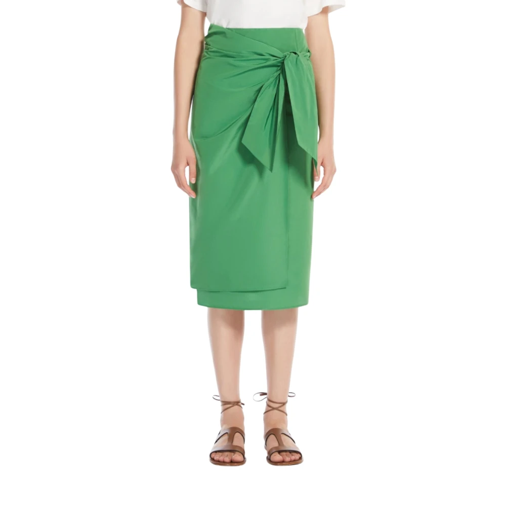 Max Mara Wikkelsatijnrok Narsete model Green Dames