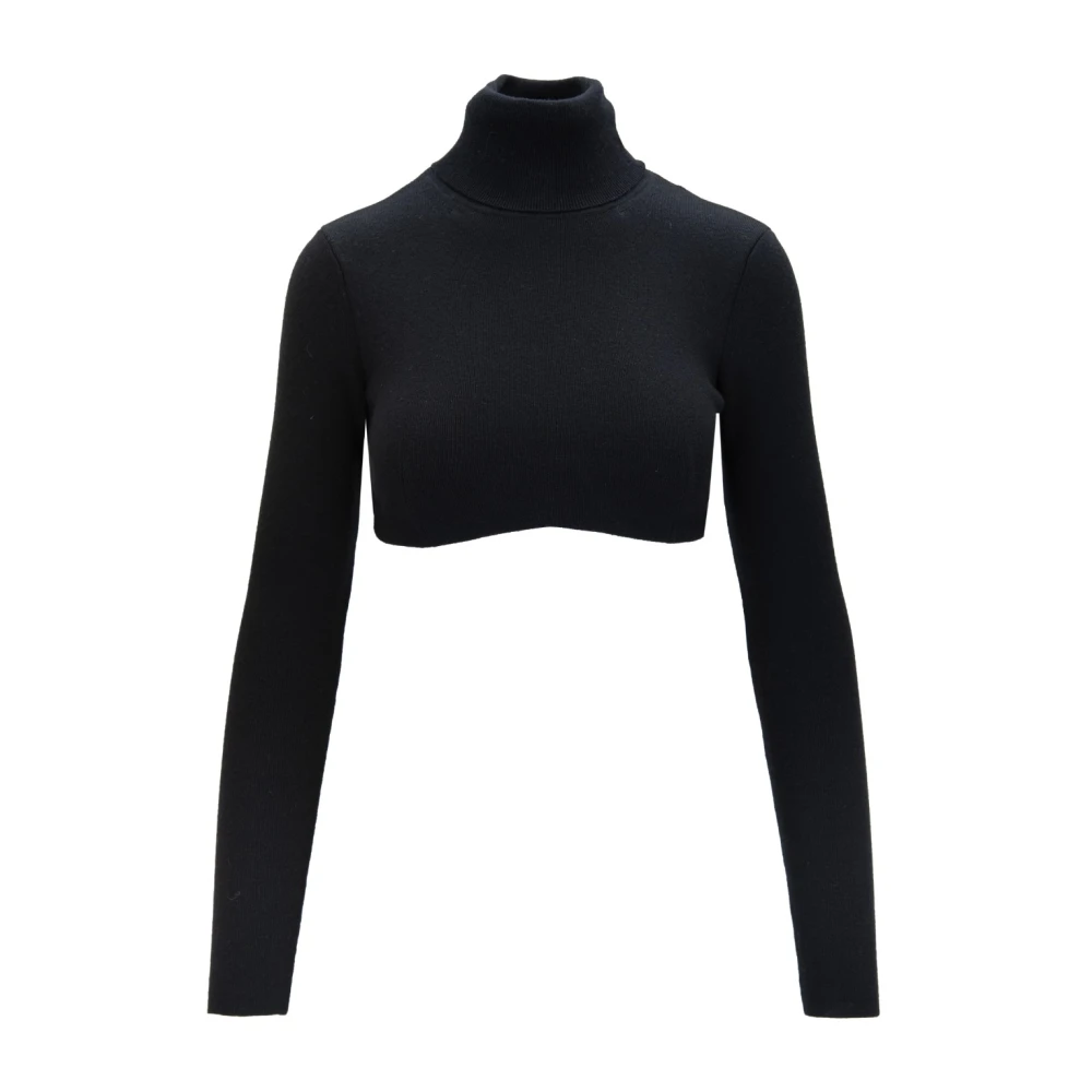 Elisabetta Franchi Hoge Hals Korte Trui Black Dames