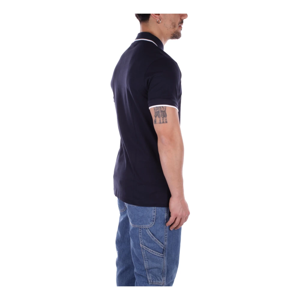 Hugo Boss Logo Front Button Polo Shirt Blue Heren