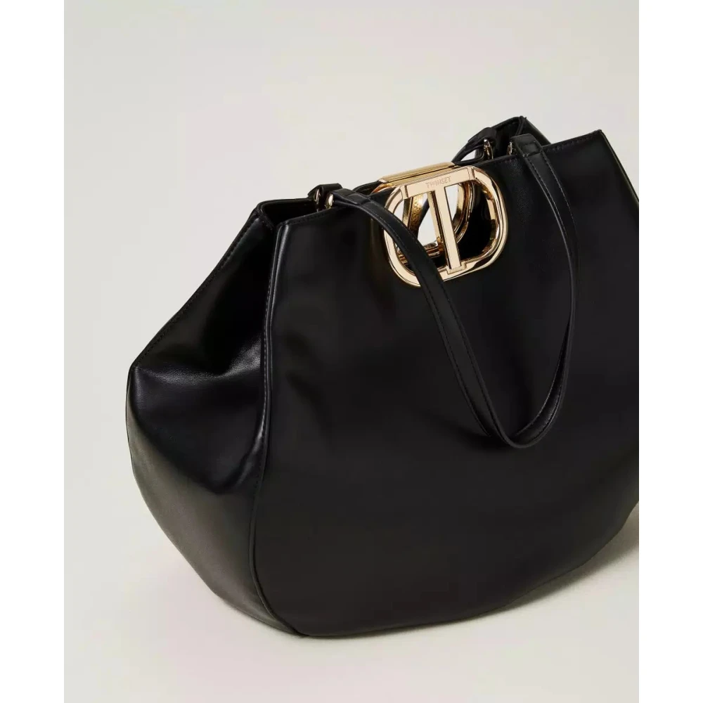 Twinset Paarse Shopper Tas met Ovaal Handvat Black Dames