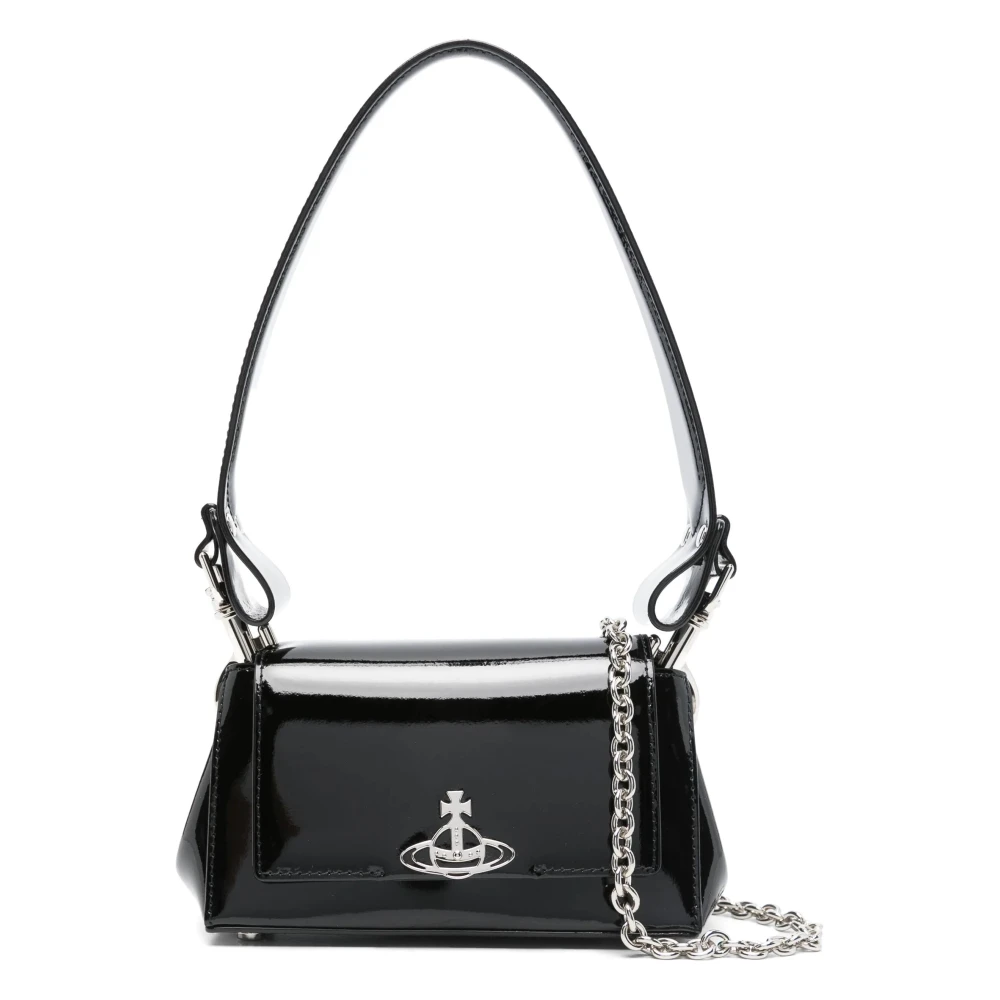 Vivienne Westwood Zwarte Gelakte Kalfsleren Handtas Black Dames