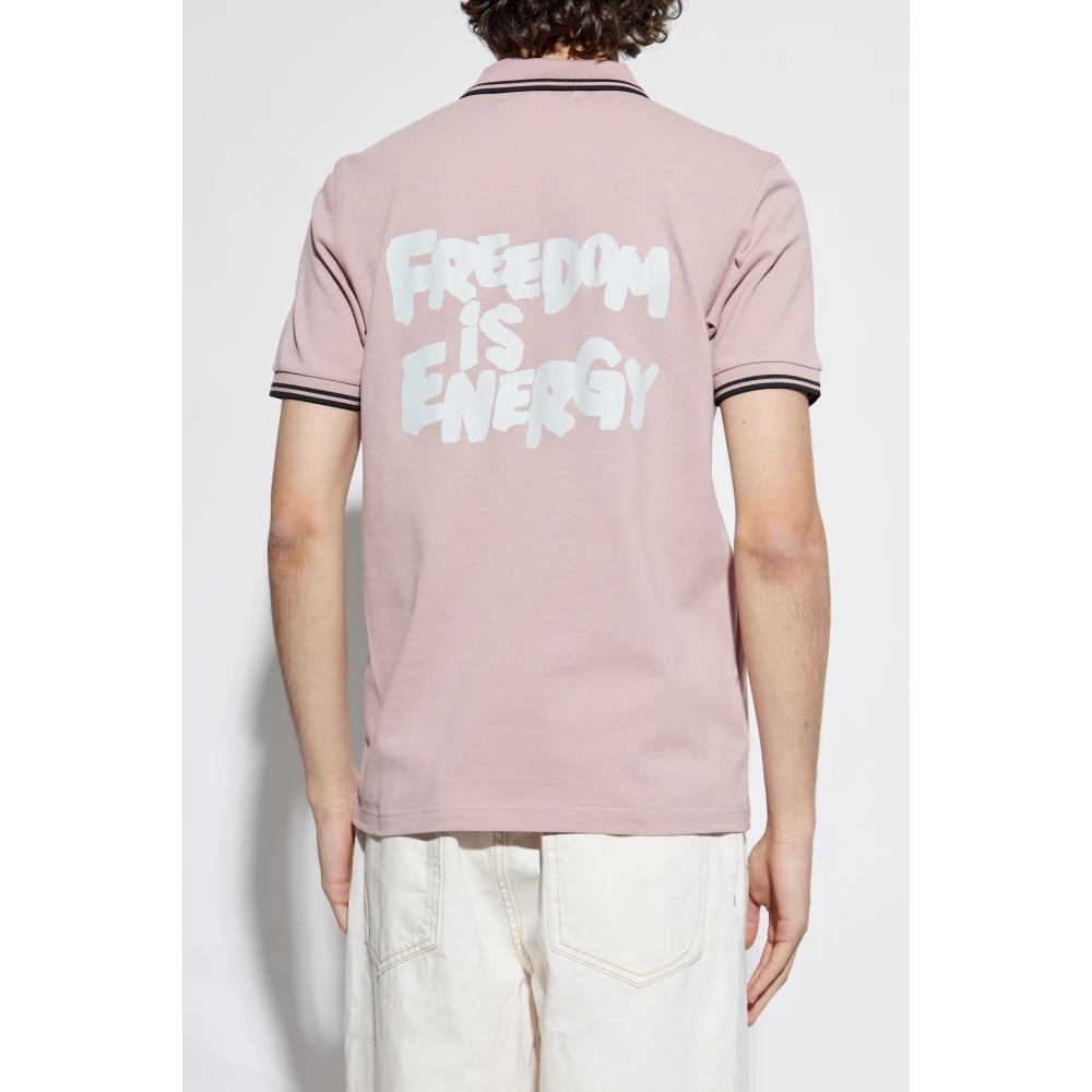 Comme des Garçons Polo met print Pink Heren