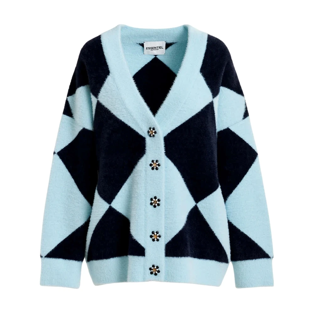 Essentiel Antwerp Oversized Gebreide Vest Blue Dames