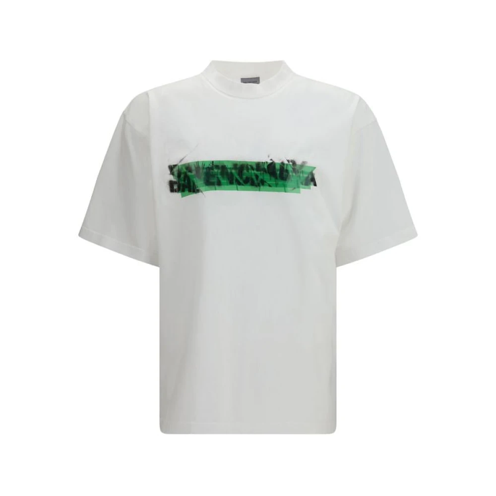 Balenciaga Men's White Messy Spray T-Shirt - T-Shirts - L - Tops