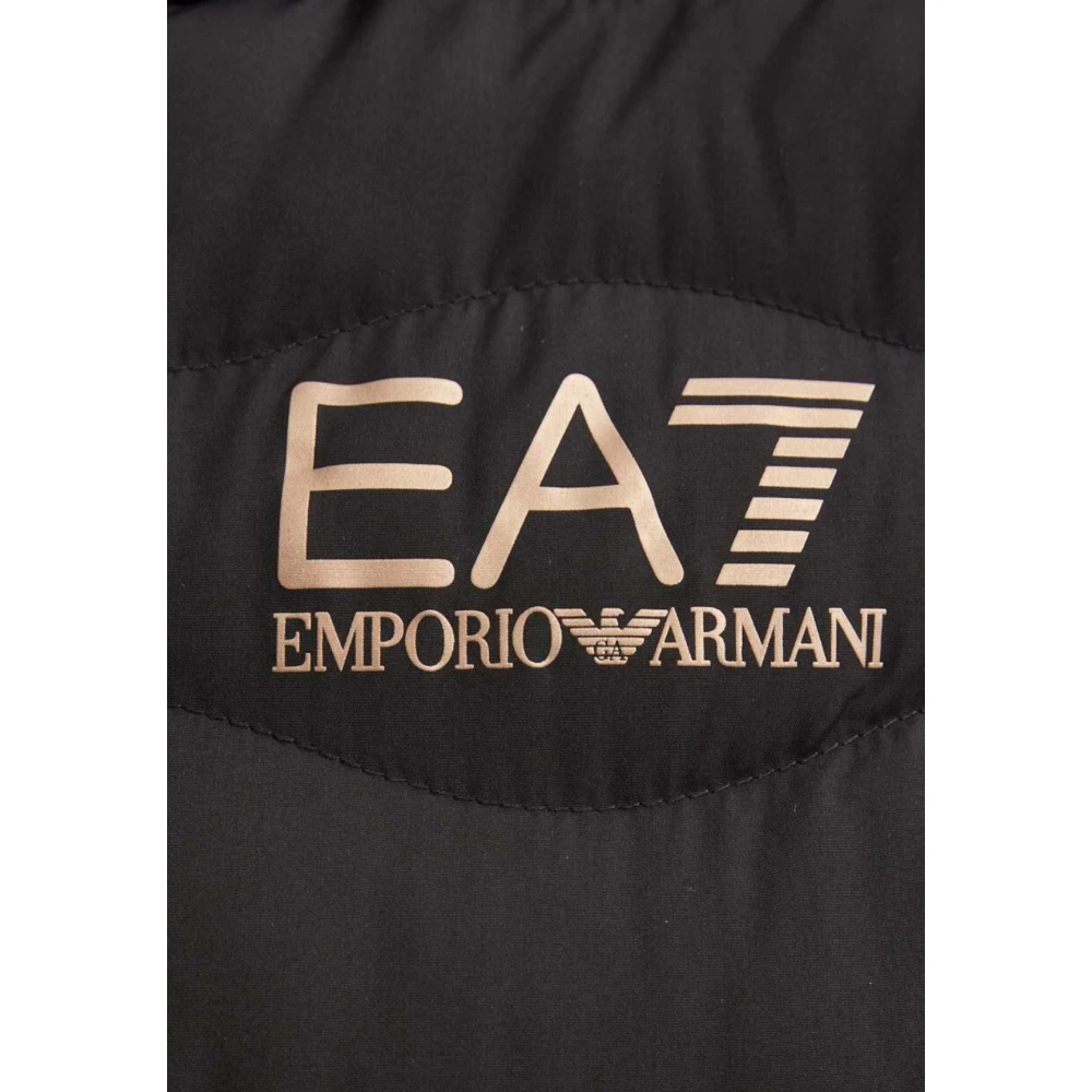 Emporio Armani EA7 Zwarte Gewatteerde Ritsjas Black Dames