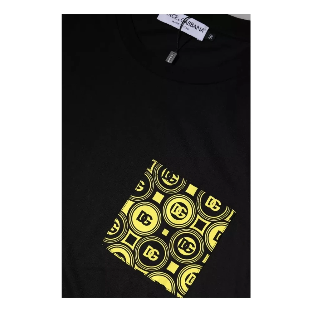 Dolce & Gabbana Zwart Logo Print Katoenen T-shirt Black Heren