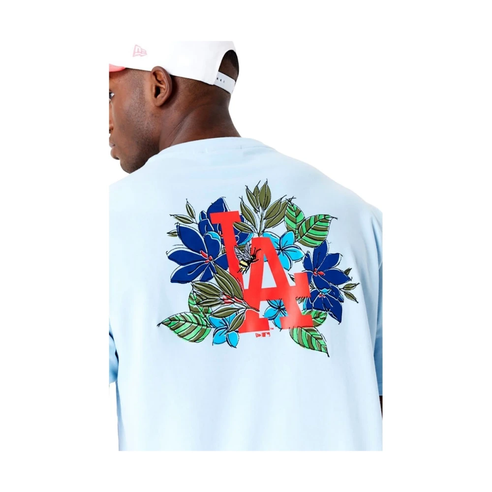new era Dodgers MLB Bloemen Grafisch T-shirt Blue Heren