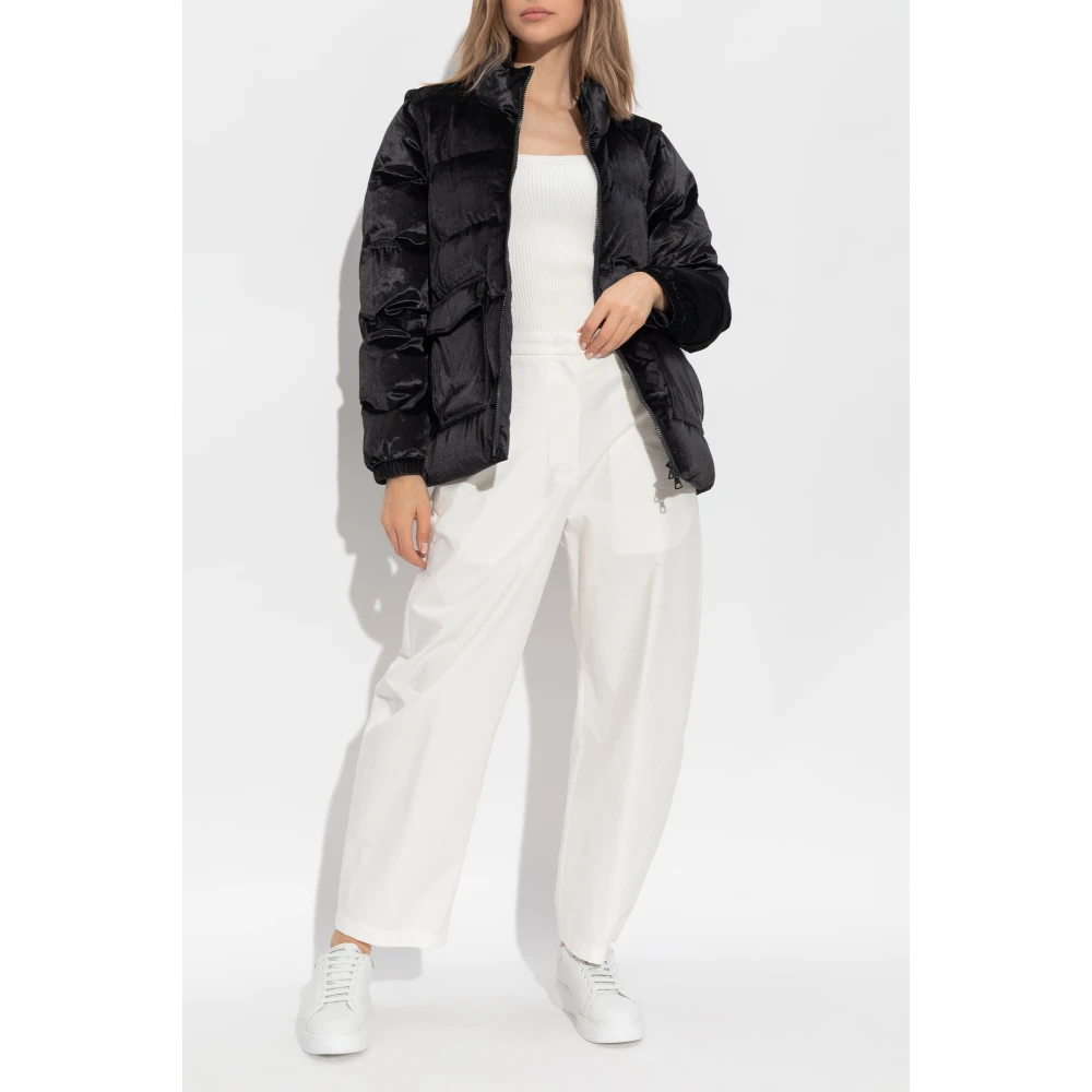 Emporio Armani EA7 Gewatteerde jas met afneembare mouwen Black Dames