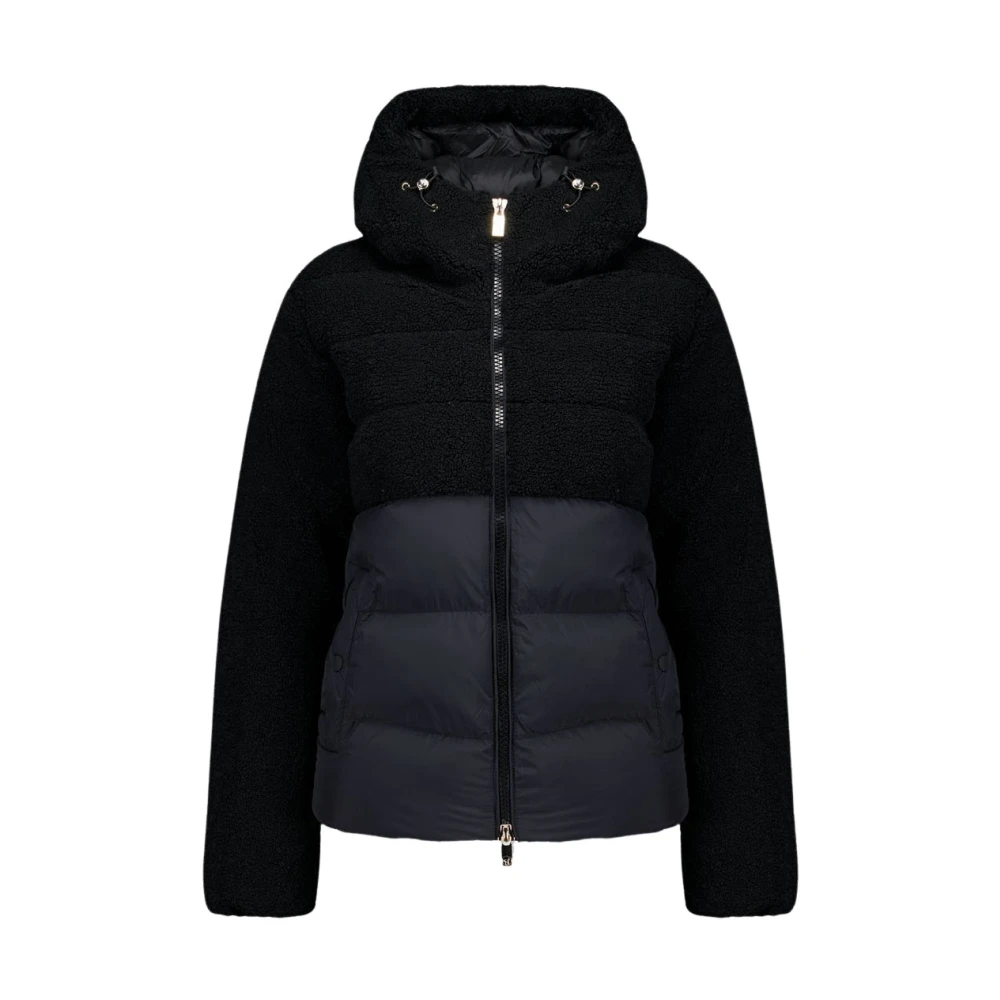 Ciesse Piumini Bonilla Zwarte hybride teddy gewatteerde jas met capuchon Black Dames