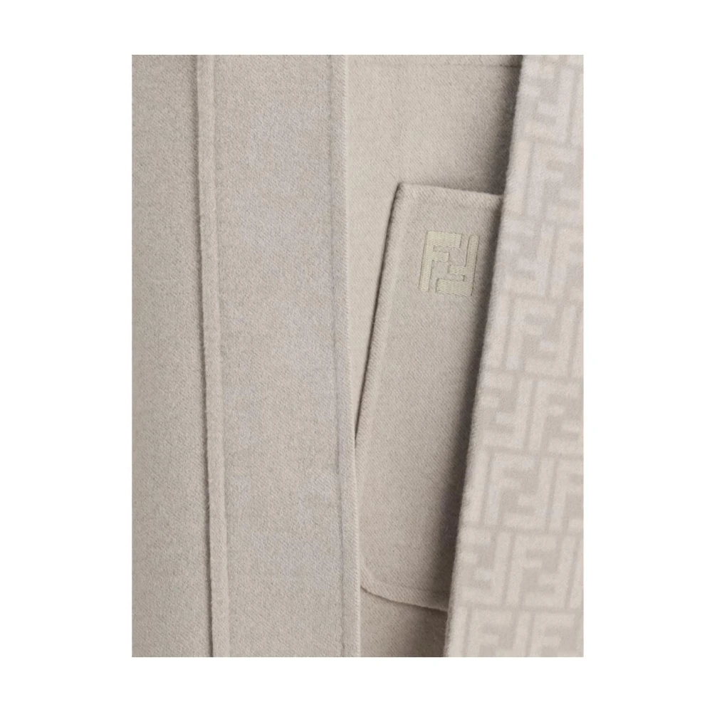 Fendi Stijlvolle wollen jas met afneembare capuchon Beige Dames