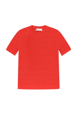 Ribbstickad Crewneck Kortärmad T-Monogram T-shirt