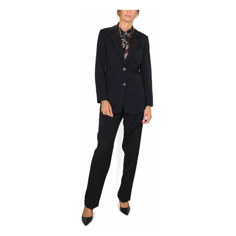 Liu Jo Oversized Zwarte Blazer met Juweelknopen Black Dames