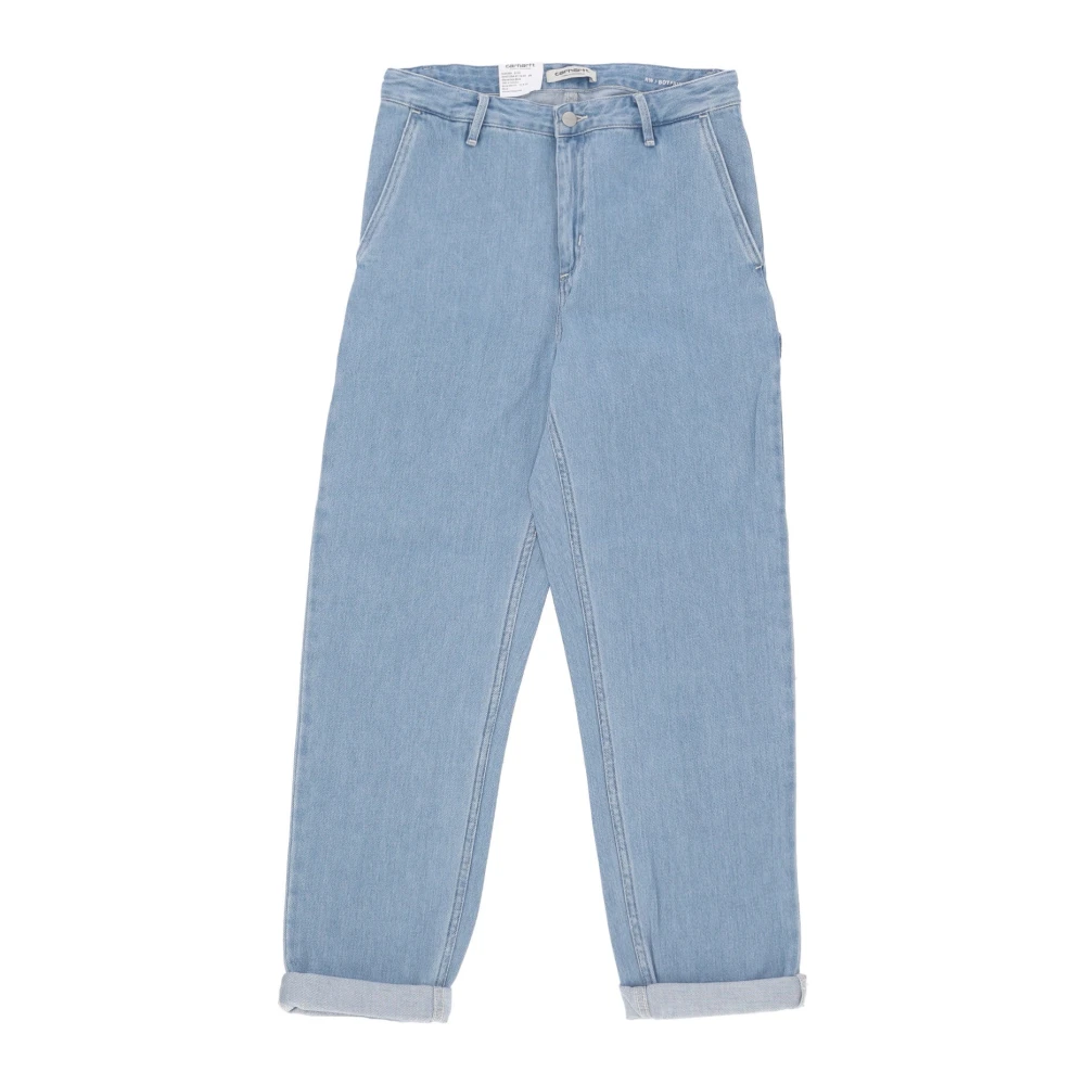 Carhartt WIP Blauwe Steen Gebleekte Werkbroek Jeans Blue Dames