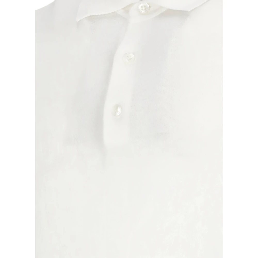 Lardini Witte Polo Shirt met Drie Knopen Beige Heren